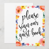 Invitation Livre d'or de mariage abordable Panneau floral boh (Devant / Derrière)