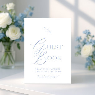 Invitation Livre d'or de mariage en bleu poussiéreux Fine Art