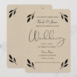 Invitation Livre d'or de mariage kraft moderne rustique à feu