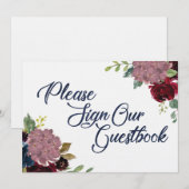 Invitation Livre d'or Navy écriture aquarelle (Devant / Derrière)