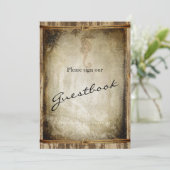 Invitation Livre d'or pancarte de mariage - Bois nautique (Debout devant)