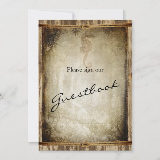 Invitation Livre d'or panneau de mariage - Bois Marin (Devant)