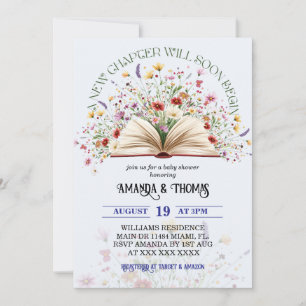 Invitation Livre Fleur sauvage bleu - Nouveau Baby shower de