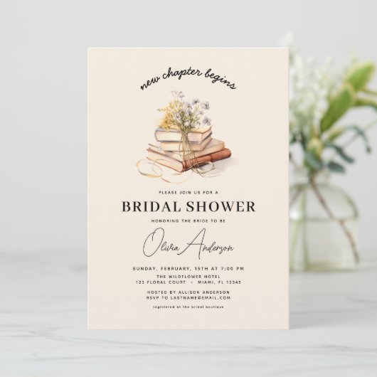 Invitation Livre fleur sauvage Nouveau chapitre commence Fête (Debout devant)