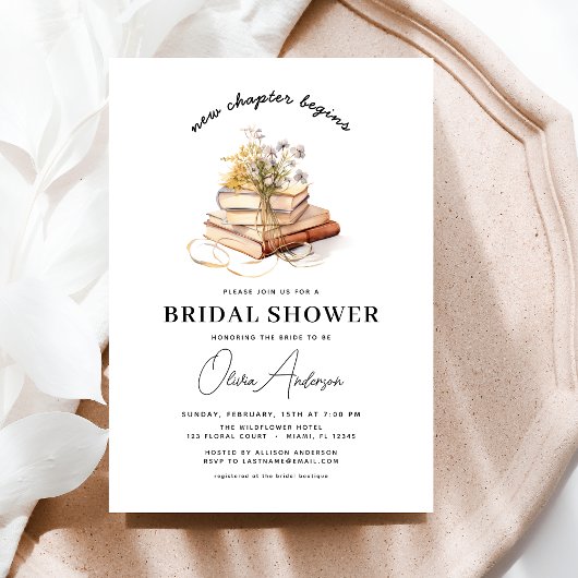 Invitation Livre fleur sauvage Nouveau chapitre commence Fête