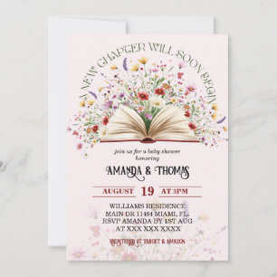 Invitation Livre Fleur sauvage rose Nouveau Baby shower de ch