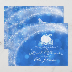 Invitation Livre illustré de calèche élégante bleue et blanch