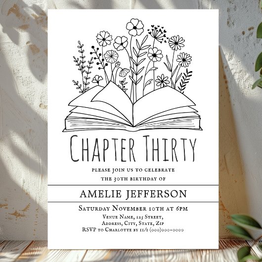 Invitation Livre minimaliste blanc 30e anniversaire