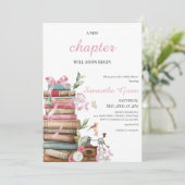 Invitation Livre rose Baby shower à thème (Debout devant)