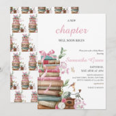 Invitation Livre rose Baby shower à thème (Devant / Derrière)