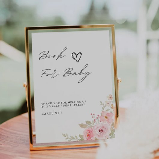 Invitation Livre rose pour bébé signe, Baby shower