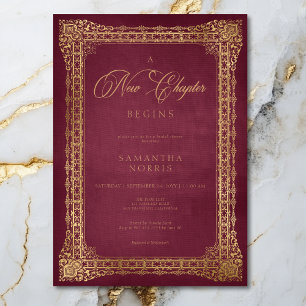 Invitation Livre Rose vintage Nouveau chapitre commence Fête 