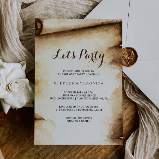 Invitation Livre Scroll Rustic Pays Faisons la fête