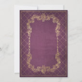 Invitation Livre vintage Violet Red Gold Mariage (Dos)