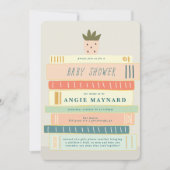 Invitation Livres à la menthe et rose pour Baby shower bébé (Devant)