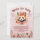 Invitation Livres adorables d'ours panda rouge pour bébé (Devant)