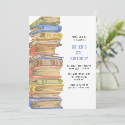 Invitation Livres Anniversaire (Debout devant)