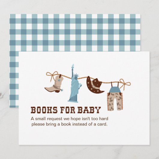 Invitation Livres Baby showers Cowboy pour boîtier bébé (Devant / Derrière)