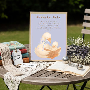 Invitation Livres Bleu une oie idiote pour le signe de bébé