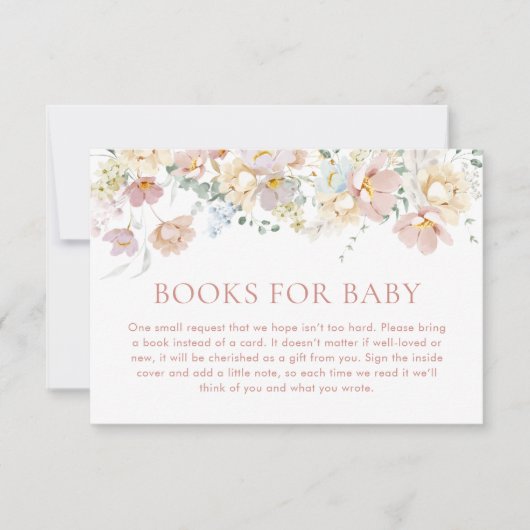 Invitation Livres Boho pour Baby Card, Baby shower Fleur sauv (Devant)