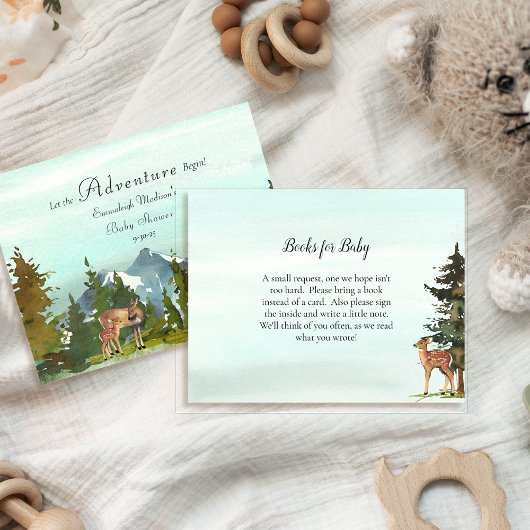 Invitation Livres d'aventure en forêt pour jeu de bébé faons