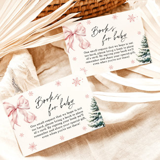 Invitation Livres de Baby shower de Snowflake Bow rose pour B