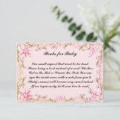 Invitation Livres De Baby shower Floral Rose Pour Baby Card (Debout devant)
