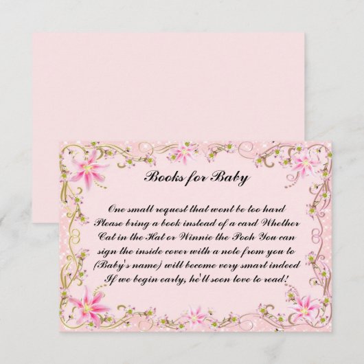 Invitation Livres De Baby shower Floral Rose Pour Baby Card (Devant / Derrière)