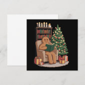 Invitation Livres de lecture Rétro Gingerbread Noël Enseignan (Devant / Derrière)