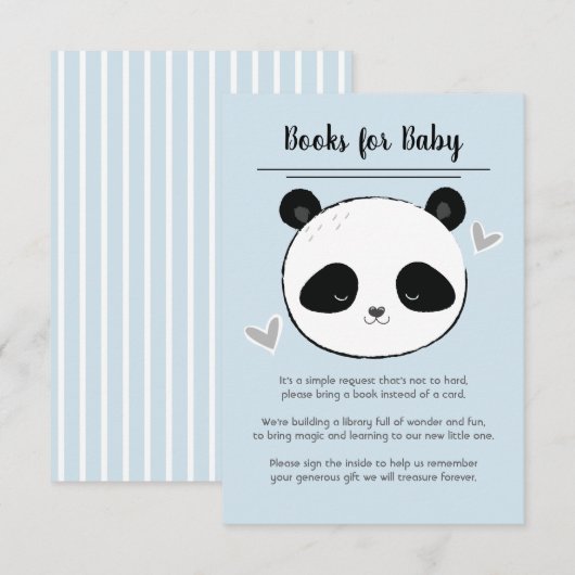 Invitation Livres de visage de Panda Mignon pour Bébé Demande (Devant / Derrière)