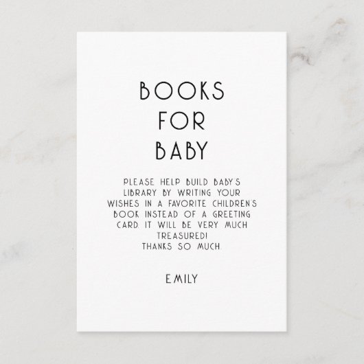 Invitation Livres en blanc noir en texte simple pour le Baby  (Devant)