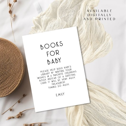 Invitation Livres en blanc noir en texte simple pour le Baby