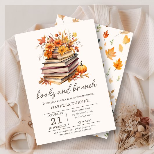Invitation Livres et Brunch Automne Baby shower d'automne Inv