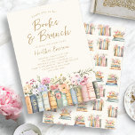 Invitation Livres et Fête des mariées Brunch<br><div class="desc">Rejoignez-nous pour une délicieuse matinée pleine de charme littéraire et d'élégance botanique avec notre invitation "Books and Brunch". Doté d'illustrations d'aquarelle peinte à la main de livres fleur sauvage et vintages en fleurs, cet invitation est décoré dans des tons doux de rose, bleu et vert, avec des accents dorés. L'invitation...</div>