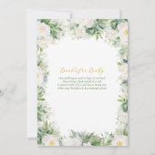 Invitation Livres floraux blanc et or pour Baby shower bébé (Dos)