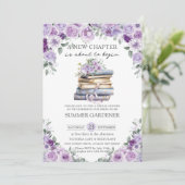 Invitation Livres floraux violets Nouvelle Fête des mariées d (Debout devant)