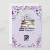 Invitation Livres floraux violets Nouvelle Fête des mariées d (Dos)