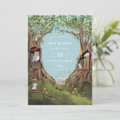 Invitation Livres Imaginaires pour Baby shower bleu clair (Debout devant)