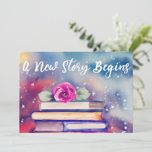 Invitation Livres mignons et Baby shower d'aquarelle rose (Debout devant)