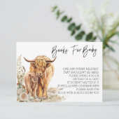 Invitation Livres pour Baby shower Highland Cow Boho (Debout devant)