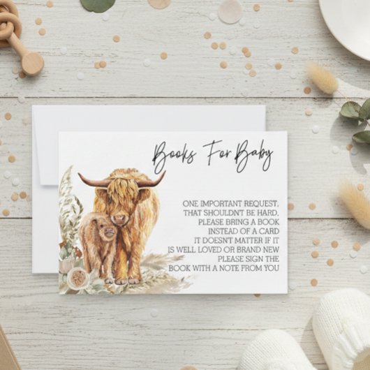 Invitation Livres pour Baby shower Highland Cow Boho