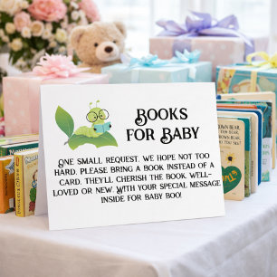 Invitation Livres pour bébé chenille lisant sur une feuille