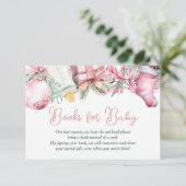 Invitation Livres pour bébé Noël Père Noël Baby shower rose (Debout devant)