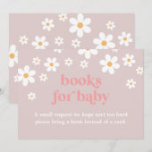 Invitation Livres pour bébé rose boho daisy (Devant / Derrière)