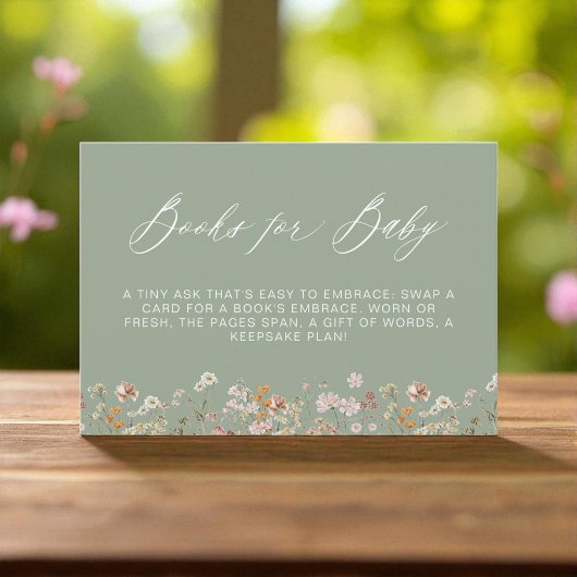 Invitation Livres pour Fleur sauvage bébé  Sage Baby shower v