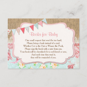Invitation Livres pour le bébé, insertion florale de demande
