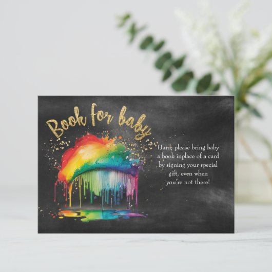 Invitation Livres Rainbow Baby shower Chalkboard Pour Baby Ca (Debout devant)