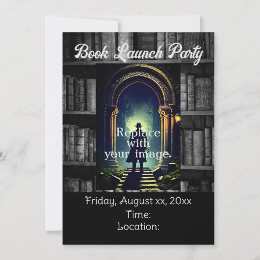 Invitation Livres Rustiques Noir Et Blanc Arrière - plan (Devant)