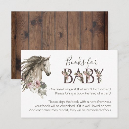 Invitation Livres rustiques pour chevaux pour Baby shower (Devant / Derrière)