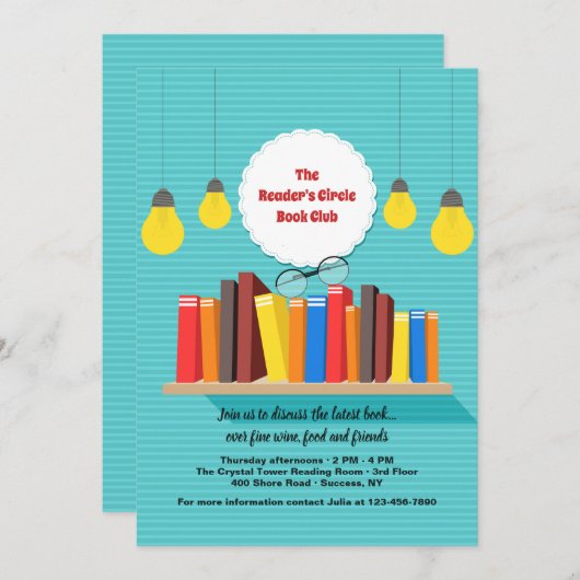 Invitation Livres sur l'invitation de Shelf (Devant / Derrière)